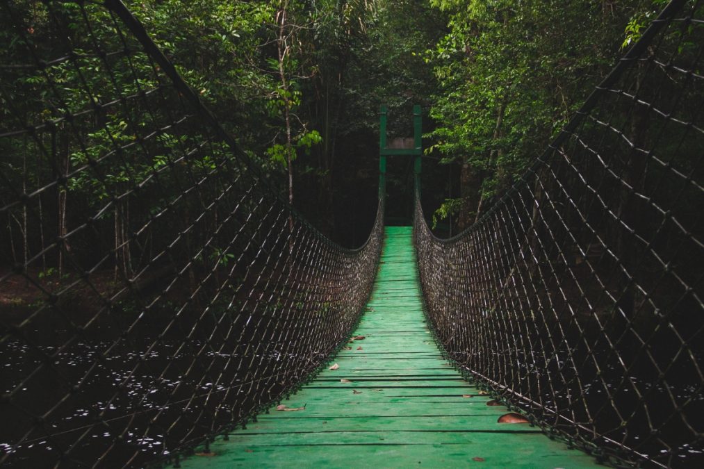 un pont suspendu qui semble hanté