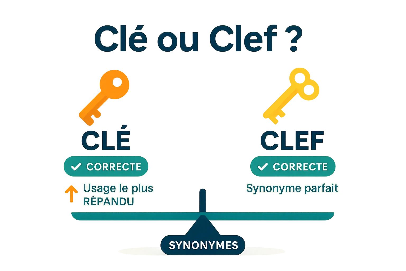 Illustration comparant clé et clef
