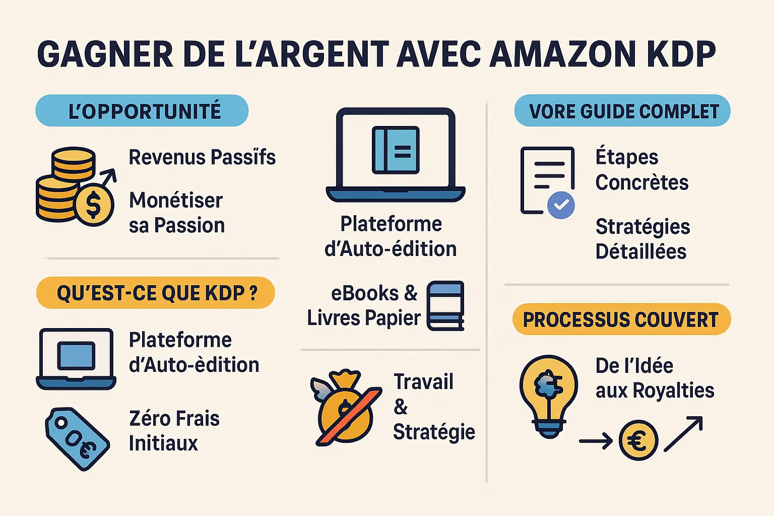 Infographie gagner de l'argent avec Amazon KDP