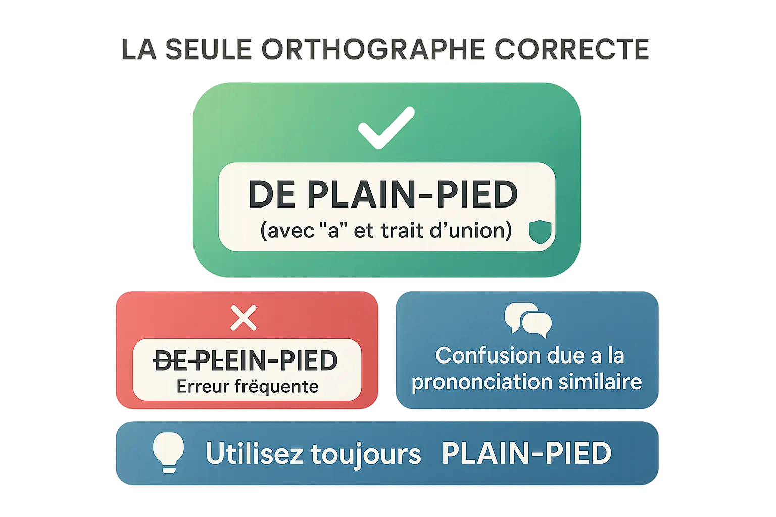 Illustration de la confusion orthographique entre plain-pied et plein pied